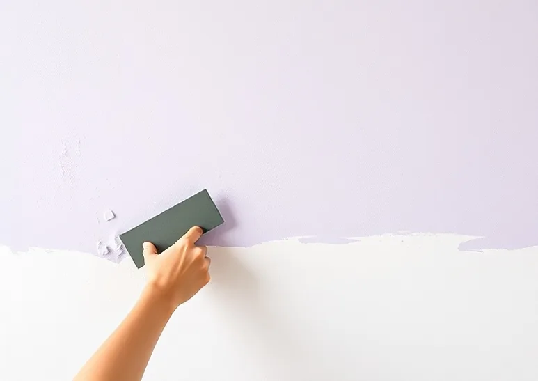 Application d'un enduit décoratif à la lisseuse sur un mur